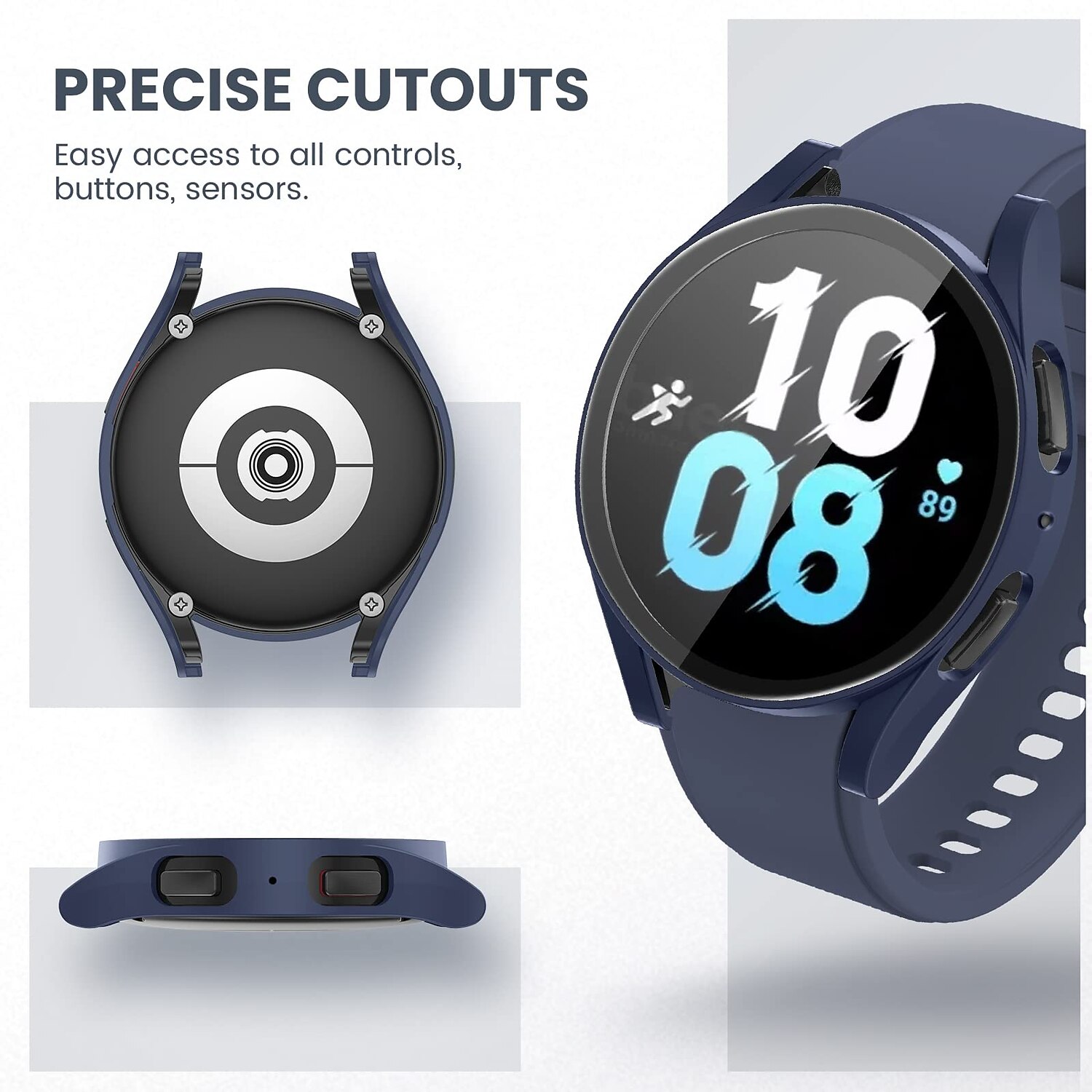 3 عبوات مشاهدة حالة مع حامي الشاشة متوافق مع Samsung Galaxy Watch 5 40mm / Watch 5 44mm / مشاهدة 4 40 مم / مشاهدة 4 44 مم مقاومة للخدش وعر، خشن، قاس غطاء كامل ممتص الصدمات زجاج مقوى / جهاز كمبيوتر صلب 2025 - $13.99 –P7