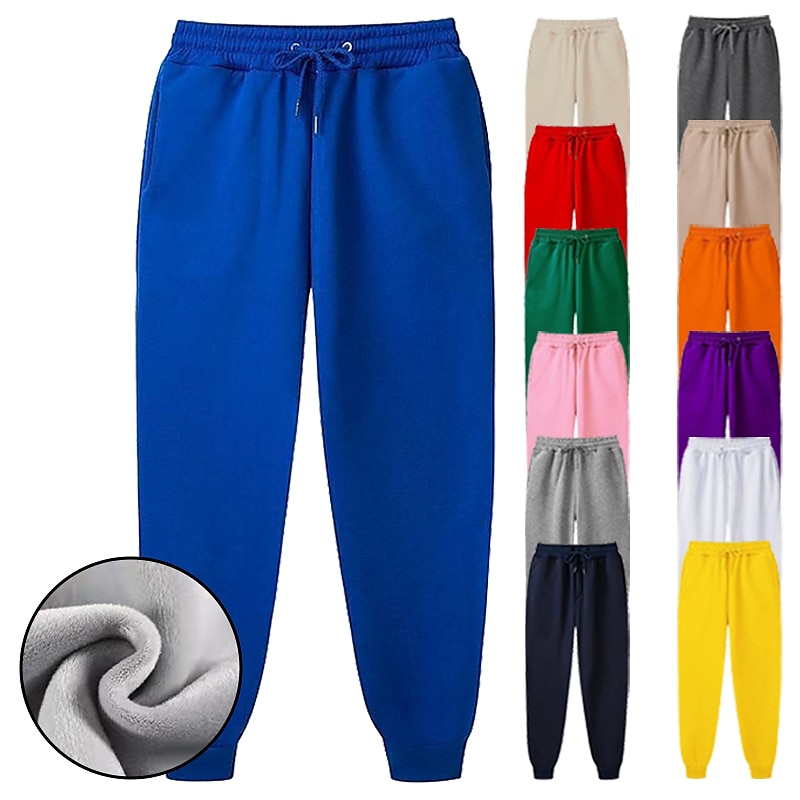 Per uomo Pantaloni in pile Pantaloni della tuta Pareggiatore Design elastico con coulisse Informale Sportivo Giornaliero Comfort Morbido Tinta unica blu navy Aalbicocca Verde S M L del 2025 a AU $18.99 –P1