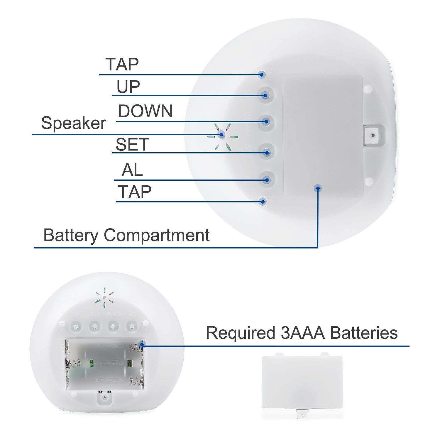 ألوان LED الذكية ساعة منبه رقمية ملونة تتغير مع اللمس للأطفال والأولاد، ساعة منبه تنبيه للنوم مقياس حرارة موسيقى طبيعية هدايا 2025 - $15.49 –P2