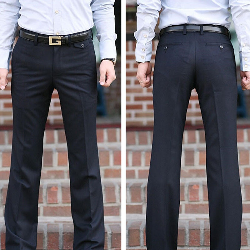 Bărbați Costume Pantaloni evazați Clopot de jos Pantaloni Buzunar Picior drept Mată Confort Nuntă Birou Afaceri Șic Stradă Retro Negru Alb Micro-elastic 2025 - $33.99 -P11
