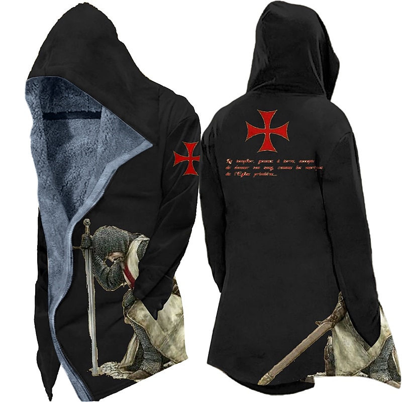 Hombre Abrigo de invierno Chaqueta de lana Chaqueta Ropa Cotidiana Vacaciones Forro Polar Con bolsillos Estampado Bolsillo delantero Otoño invierno Letra Cruz Casual Confort Sudadera Regular Negro 2026 - $56.99 –P6