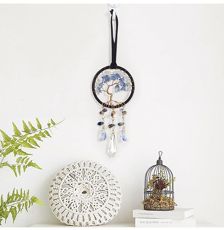 leven van boom zonnevanger dromenvanger met kleurrijk kristal handgemaakt cadeau muur opknoping windgong auto opknoping huis hanger 7x35cm/2.76''x13.78'' 2025 - $15.49 –P5