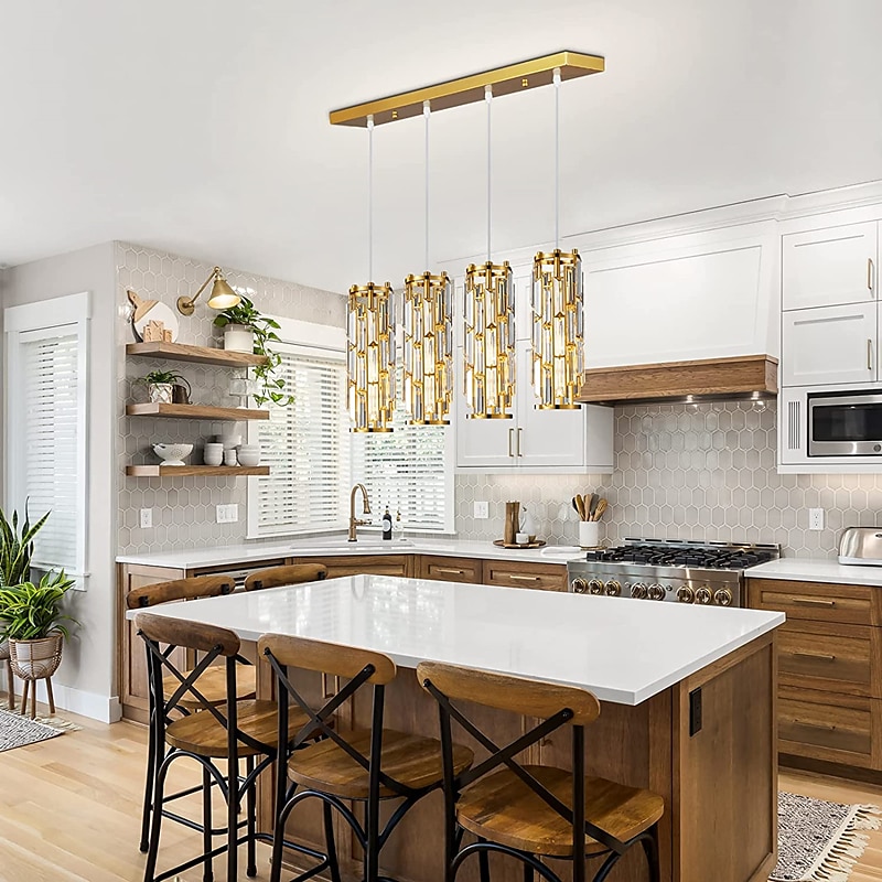 lampada a sospensione a led illuminazione a sospensione cromata/oro moderna lampada a sospensione mini lampadari di cristallo lampada a sospensione regolabile per sala da pranzo con isola cucina (1/3 del 2025 a $103.99 –P13