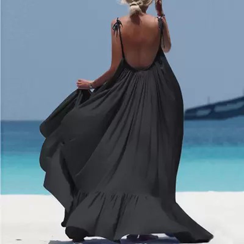 Women's Maxi long Dress Casual Dress Swing Dress Fashion Sexy Dress Vacation Date Loose Fit Pure Color Sleeveless Spaghetti Strap Black White Yellow Red Summer Spring Fall 2025 - $34.99 –P3
