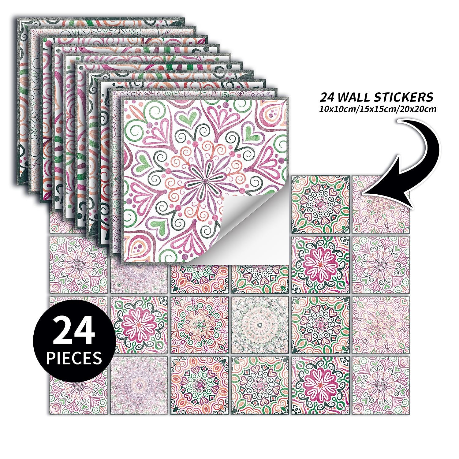 24 uds/48 Uds pegatinas de azulejos cocina creativa baño sala de estar pegatinas de pared autoadhesivas impermeables pegatinas de azulejos de moda 2025 - $13.99 –P4