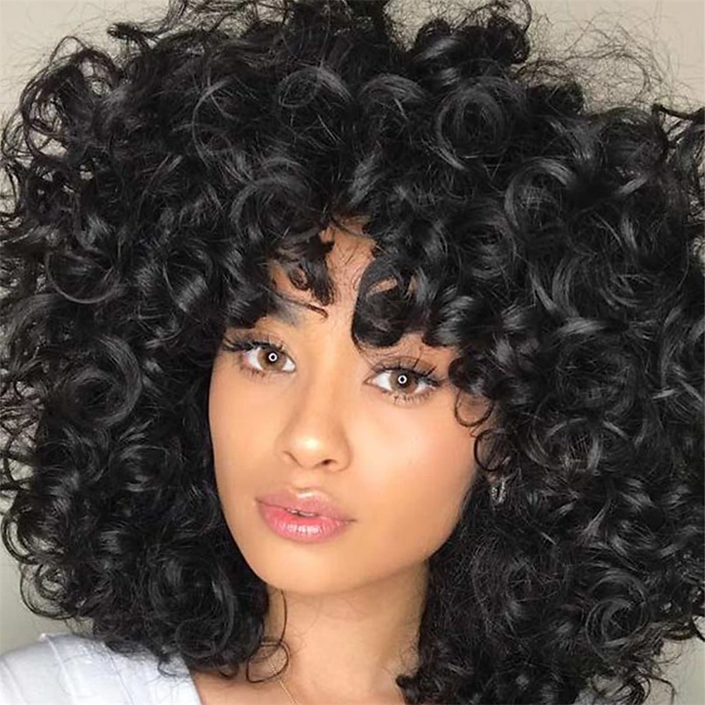 peruci scurte din păr sintetic cret, afro, pentru femei de culoare, ondulate, pufoase, lungime la umăr, păr cu aspect natural, peruci portocalii peruci rezistente la căldură pentru înlocuirea părului 2025 - $29.99 –P8
