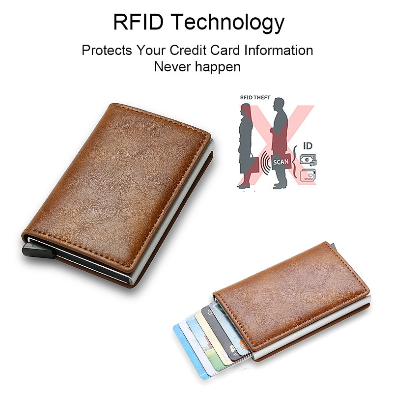 ID Credit Bank Card Holder Wallet Luxury Brand Men Anti Rfid Blocking Protected Magic Leather Slim Mini Small Money Wallets Case 2026 - $13.99 –P3