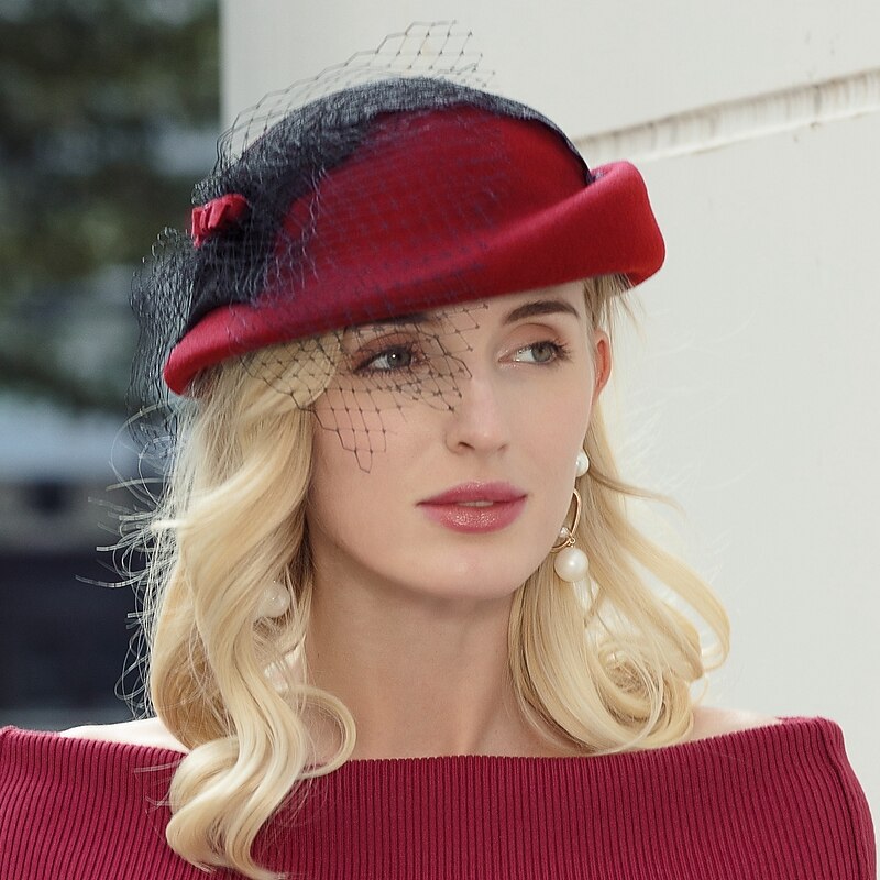 ee podzimní a zimní nová móda síťovaná vlněná čepice britská elegantní banket baret žena 2025 - $45.99 –P6