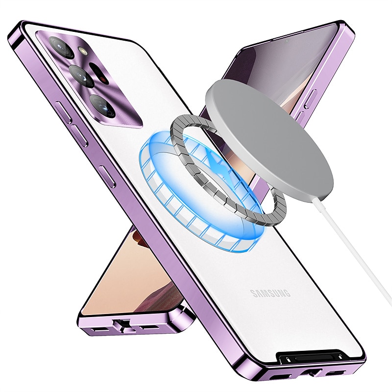telefono Custodia Per Samsung Galaxy S24 S23 Ultra Plus S22 S21 Plus Ultra Note 20 Ultra S20 FE Custodia ad adsorbimento magnetico Con Magsafe Placcato Doppia setola Supporta la ricarica wireless del 2025 a $27.99 –P3