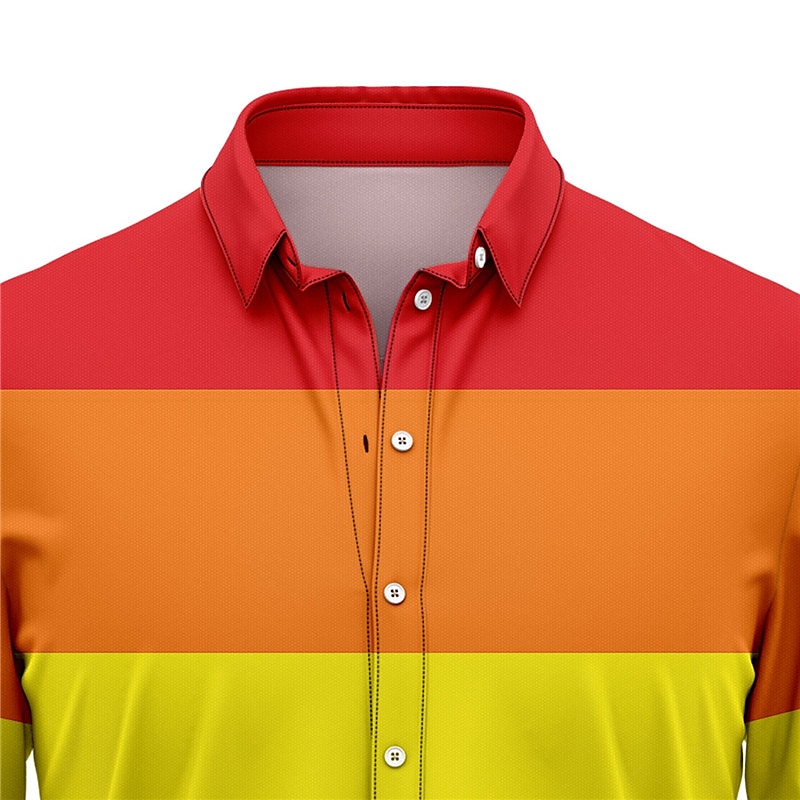 Herr Regnbåge Skjorta Knapp upp skjorta Kortärmad Tropisk Mode Hawaiisk Ledigt Strand Sommar Vår Nedvikt Mönster Button-Down Svart / röd Svart Rubinrött Regnbåge 2025 - $24.99 –P2