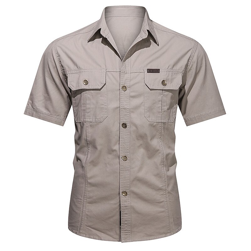 Per uomo Camicia Camicia con bottoni Maglietta informale Camicie da lavoro Camicia da carico Nero Giallo Verde militare Blu Reale Blu Manica corta Liscio Collo ripiegabile Strada Informale Bottone giù del 2025 a $27.99 –P1