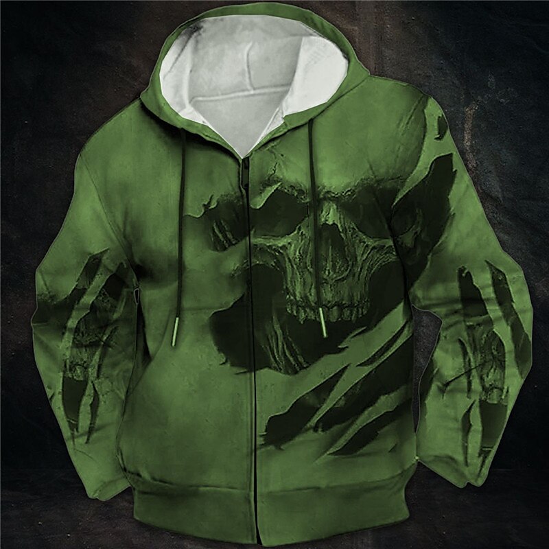 Hombre Cráneos Estampados Sudadera Sudaderas Sudadera con capucha y cremallera completa Manga Larga Sudadera con capucha Con Capucha Ropa de calle Impresión 3D Deporte Diario Deportes Vino Rojo 2025 - $27.99 –P5