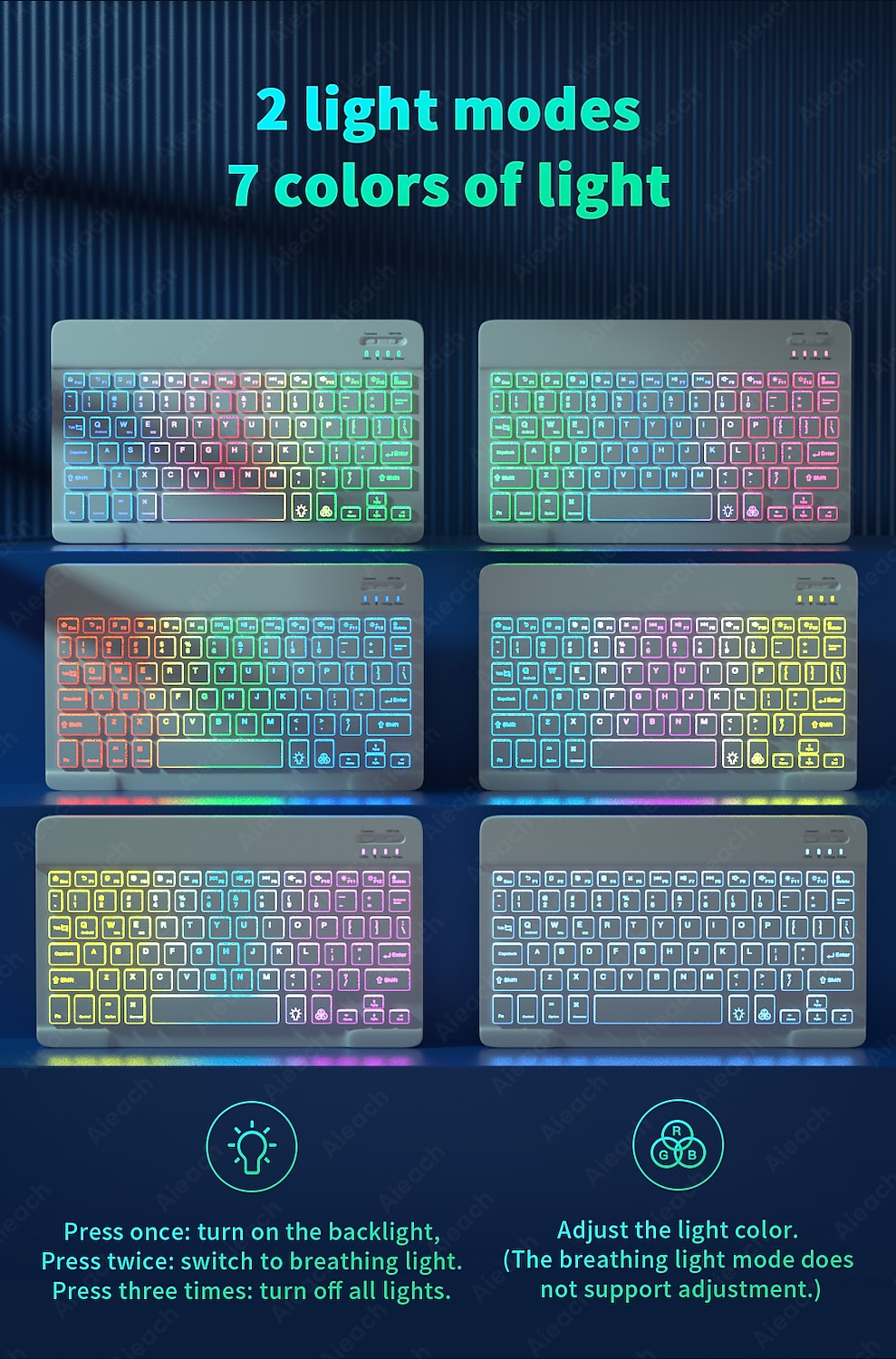 Keyboard and Mouse Combo For Tablet Android iOS Windows, Wireless Slim Mouse Keyboard Combo, Bluetooth Rainbow Backlit Keyboard 2025 - $43.99 –P2