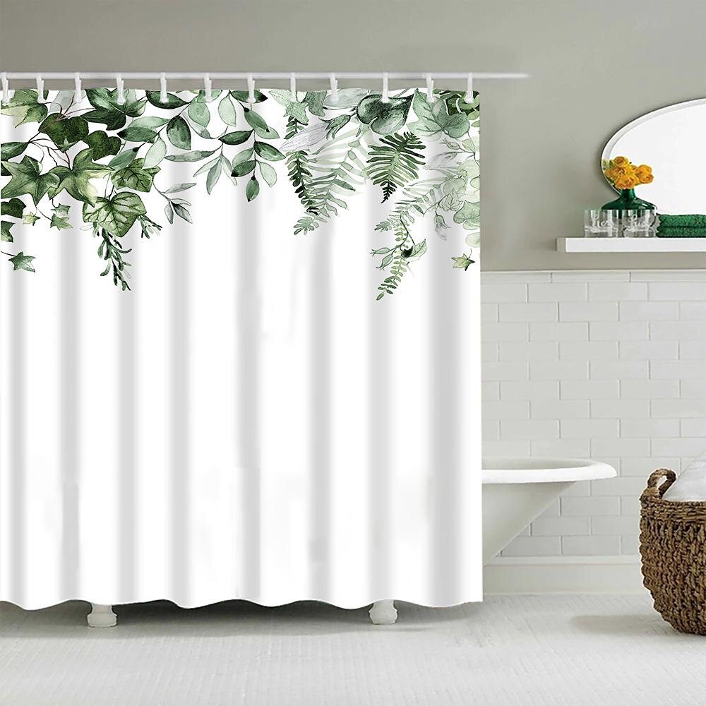 Závěs na sprchu s háčky 180cm*180cm(70"*70") Polyester pratelný voděodolný vzor rostlinného listu 2025 - $27.99 –P7