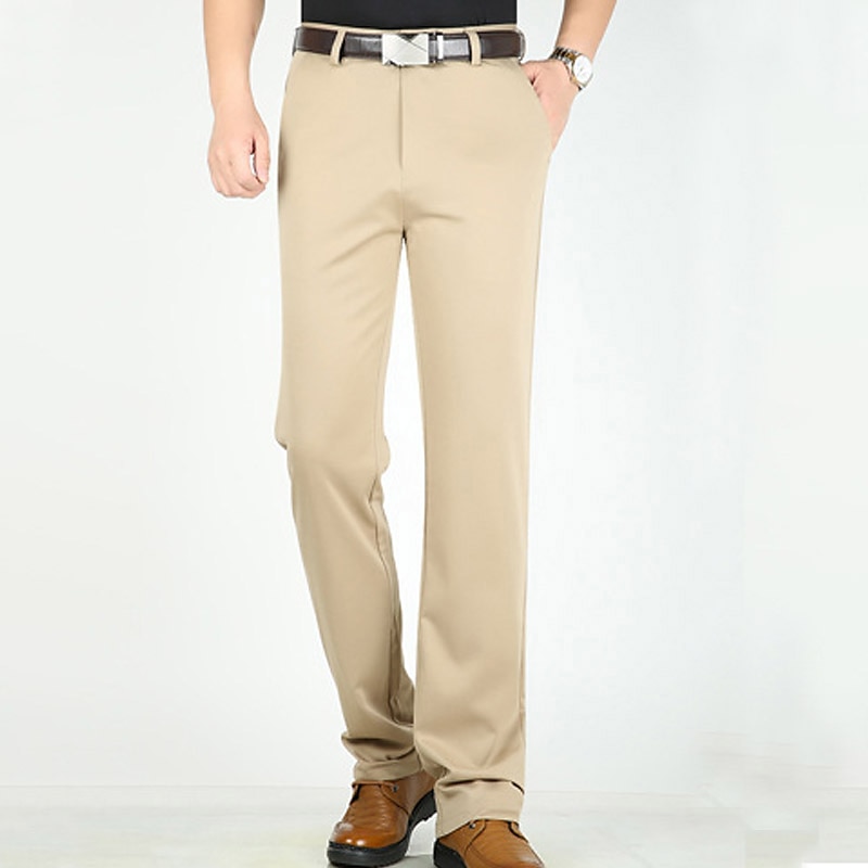 Herren Anzughosen Hose Hosen Tasche Gerade geschnitten Glatt Hochzeit B¨¹ro Arbeit Baumwollmischung Schick & Modern Ausgefallene Weiß Wein Hoher Taillenbund Mikro-elastisch 2025 - $25.99 –P10