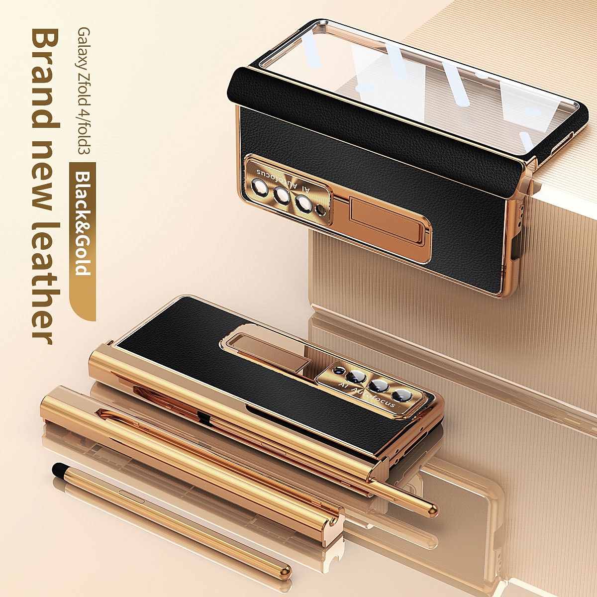 Phone Case Plating Leather Case For Samsung Galaxy Z Fold 6 Z Fold 5 Z Fold 4 Fold 3 Magnetic Kickstand with Pencil Holder(without Pen) Carbon Fibe Screen Protector Phone C Bumper Frame PC PU Leather 2025 - $55.99 –P13