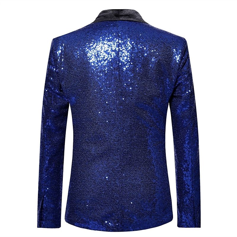 Men's Blazer Cocktail Party Bar Shining Outdoor Pocket Sequin Fall Winter Plain Stylish Warm Ups Shawl Collar Black Silvery Wine Royal Blue Gold Jacket 2025 - $63.99 –P10
