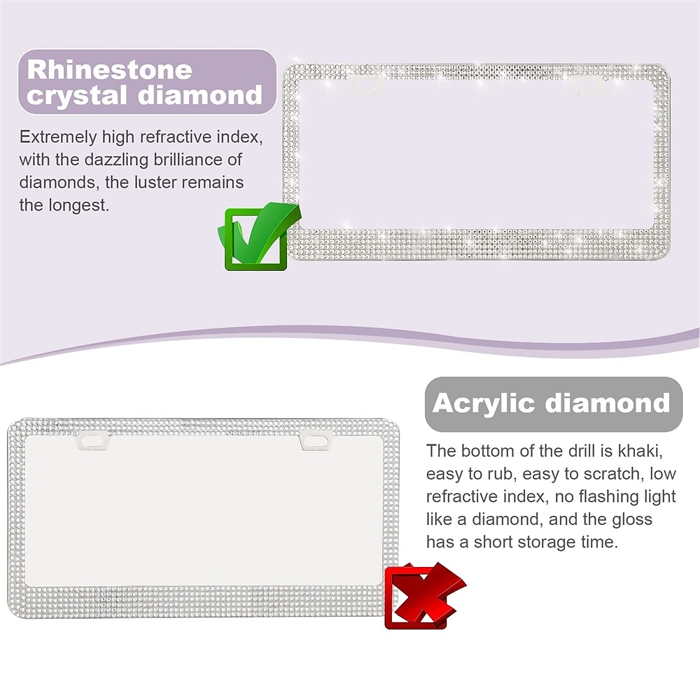 2 Pack Bling License Plate Frames for Women Sparkly Rhinestone Diamond Car Accessories for Women Handcrafted Stainless Steel Car License Plate Cover with Glitter Crystal Caps 2026 - $35.99 –P3