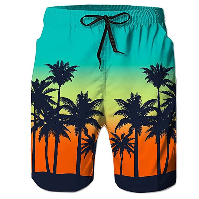 Men's Graphic Coconut Tree Swim Trunks Swim Shorts Board Shorts Mid Waist Streetwear Hawaiian Boho Casual Daily Holiday Drawstring Elastic Waist 3D Print Designer Clothing Apparel 2025 - $17.99 –P3