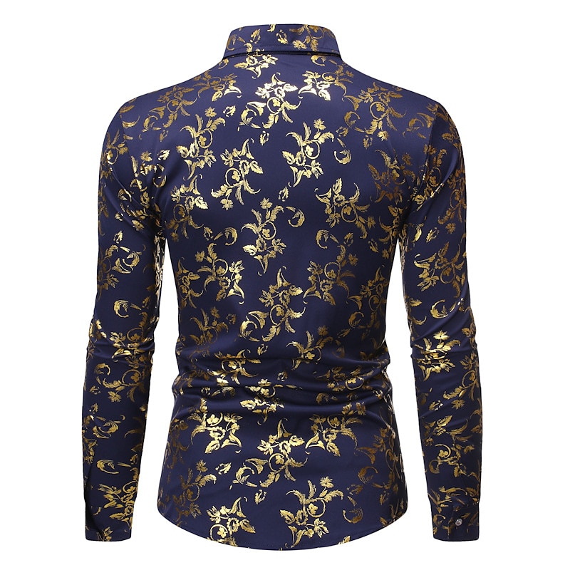 Men's Tuxedo Shirts Floral Party Outdoor Wine Black White Dark Blue Long Sleeve Turndown Spring Fall Clothing Apparel Print 2025 - $24.83 –P8