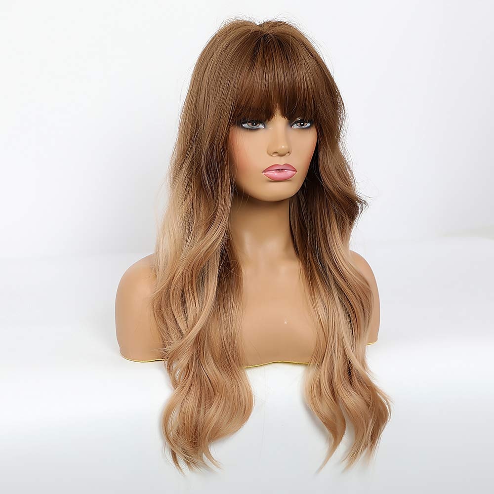 parrucca bionda lunga ombre per le donne 26 pollici parrucche ondulate bionde sintetiche parte centrale capelli resistenti al calore lunga parrucca bionda per abbigliamento da festa quotidiano del 2025 a $36.99 –P13