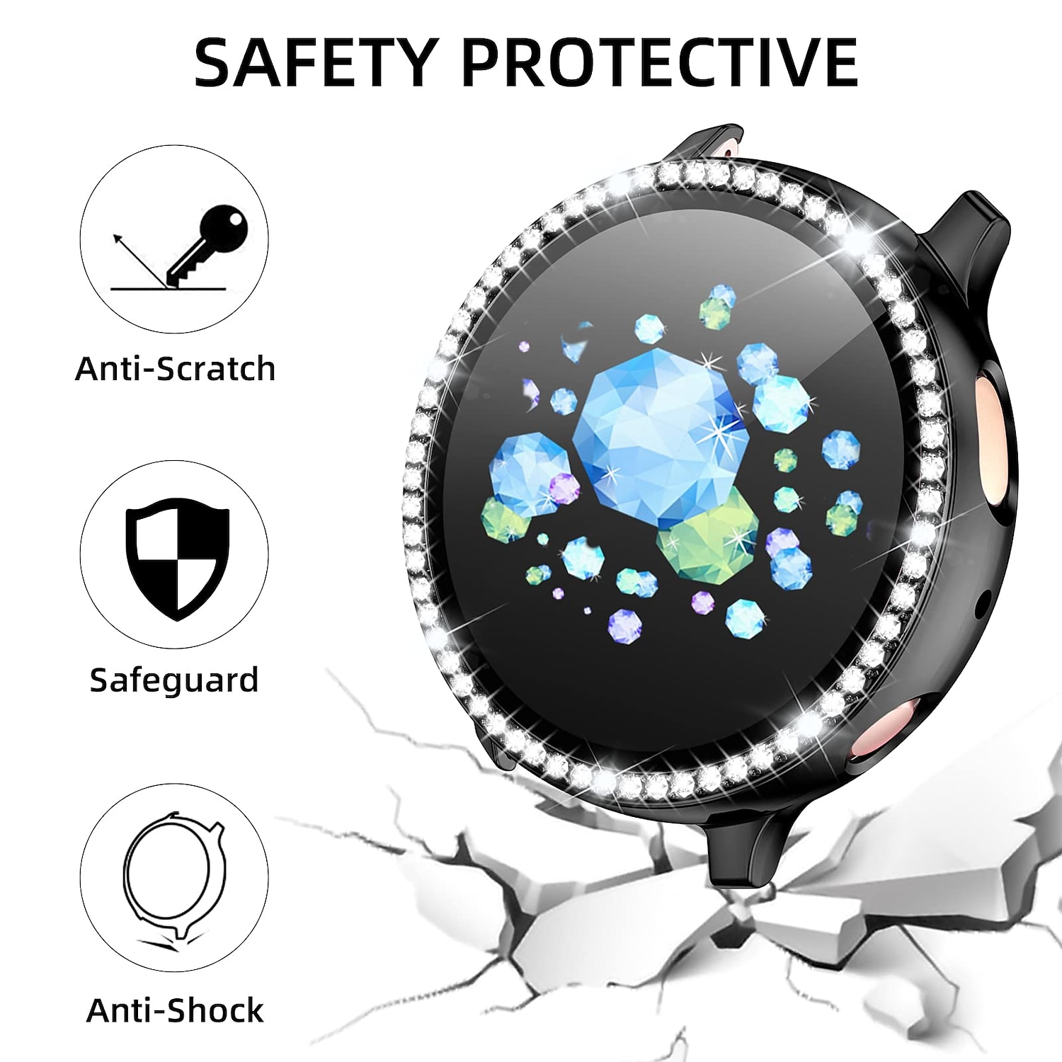 Diamond Case Watch Case Compatible with Samsung Galaxy Watch Active 2 40mm / Watch Active 2 44mm Shockproof Plastic / Hard PC Watch Cover 2025 - $9.99 –P4