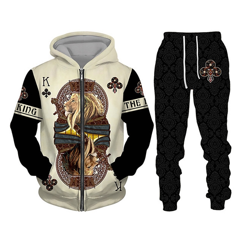 Homme Graphique Lion 2 pièces Ensembles de sweat-shirts 3D Sweat à capuche Survêtement manche longue Pantalon long À capuche Streetwear Basique Occasionnel Sport & Loisir Occasionnel Sports Fermeture de 2025 ? $38.99 –P2