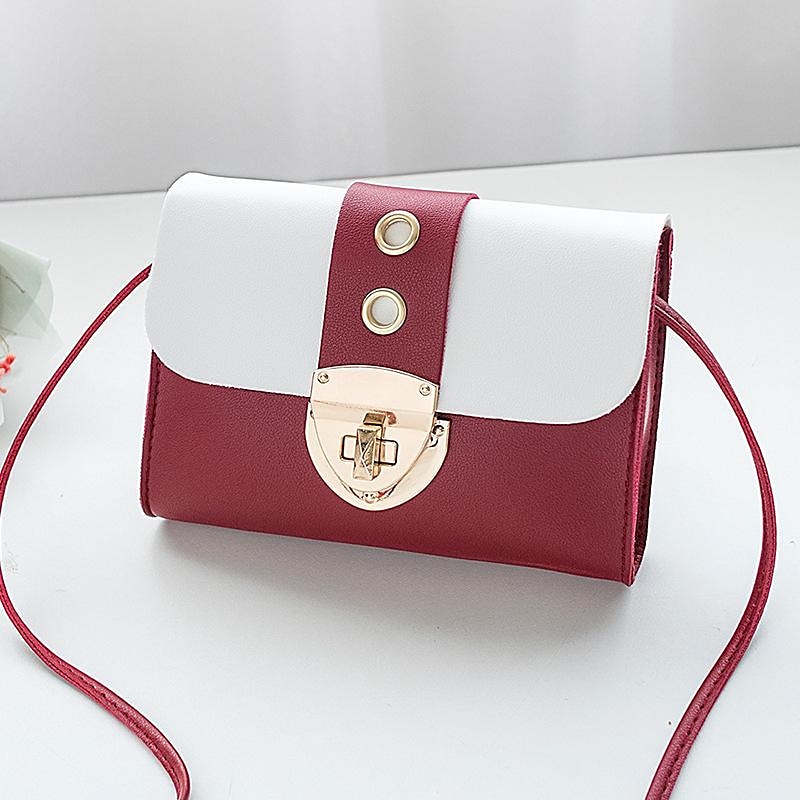 Women's Mini Crossbody Bag - Faux Leather Small Shoulder Purse with Gold Metal Lock, Stylish Two-Tone Design for Casual or Evening Use 2025 - $11.99 –P8