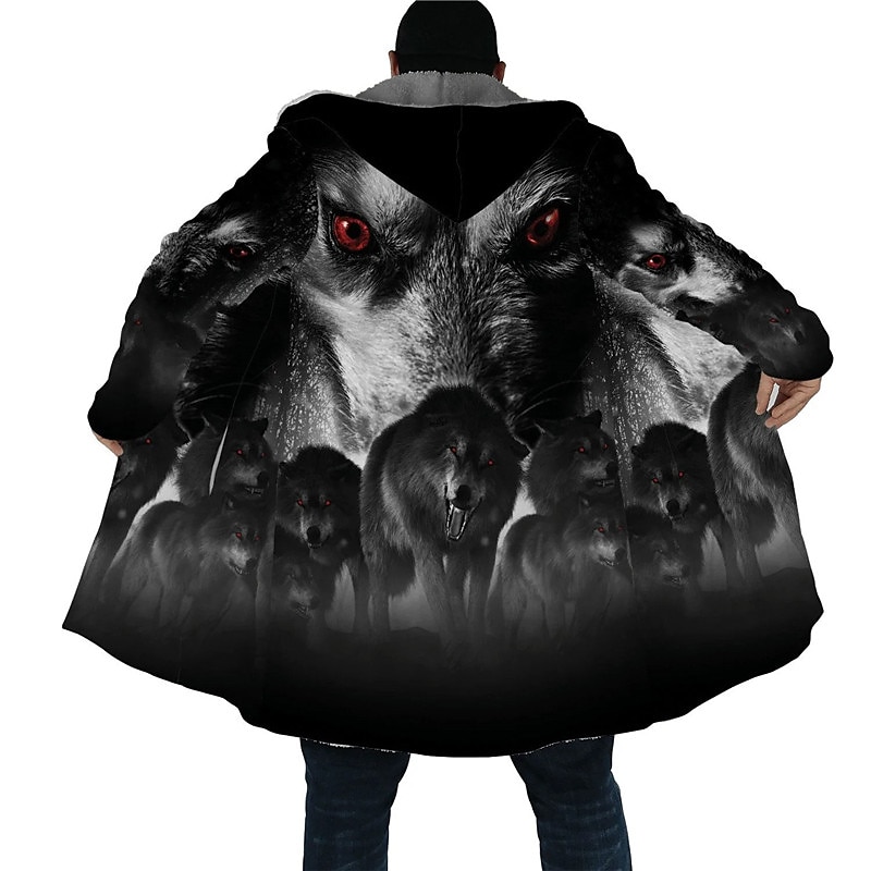 Herren Tier Wolf Grafik-Drucke Wintermantel Fleecejacke Mantel warm halten Atmungsaktiv Komfortabel Modisch Strassenmode Sport Sport & Natur Freizeitskleidung Ausgehen Zip Tasche Bedruckt Herbst 2025 - $73.99 –P2