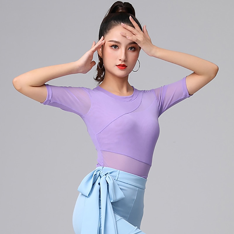 Dans Latin Îmbrăcăminte de Sport Leotard / Onesie Ruching Culoare Pură Despicare Pentru femei Performanță Antrenament Manșon Jumate Înalt Poliester 2026 - $28.99 –P3