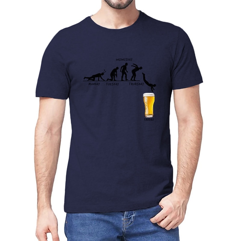Bărbați Bere Uman Tricou Tricouri 100% Bumbac Manșon scurt Grafic Cămaşă Heather Grey Negru Alb Tricou confortabil Casual Festivalul de Bere Îmbrăcăminte de designer de modă 2025 - $15.99 –P15