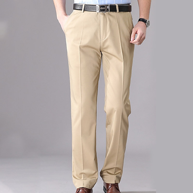 Herren Anzughosen Hose Hosen Tasche Gerade geschnitten Glatt Hochzeit B¨¹ro Arbeit Baumwollmischung Schick & Modern Ausgefallene Schwarz Weiß Hoher Taillenbund Mikro-elastisch 2025 - $42.99 –P10