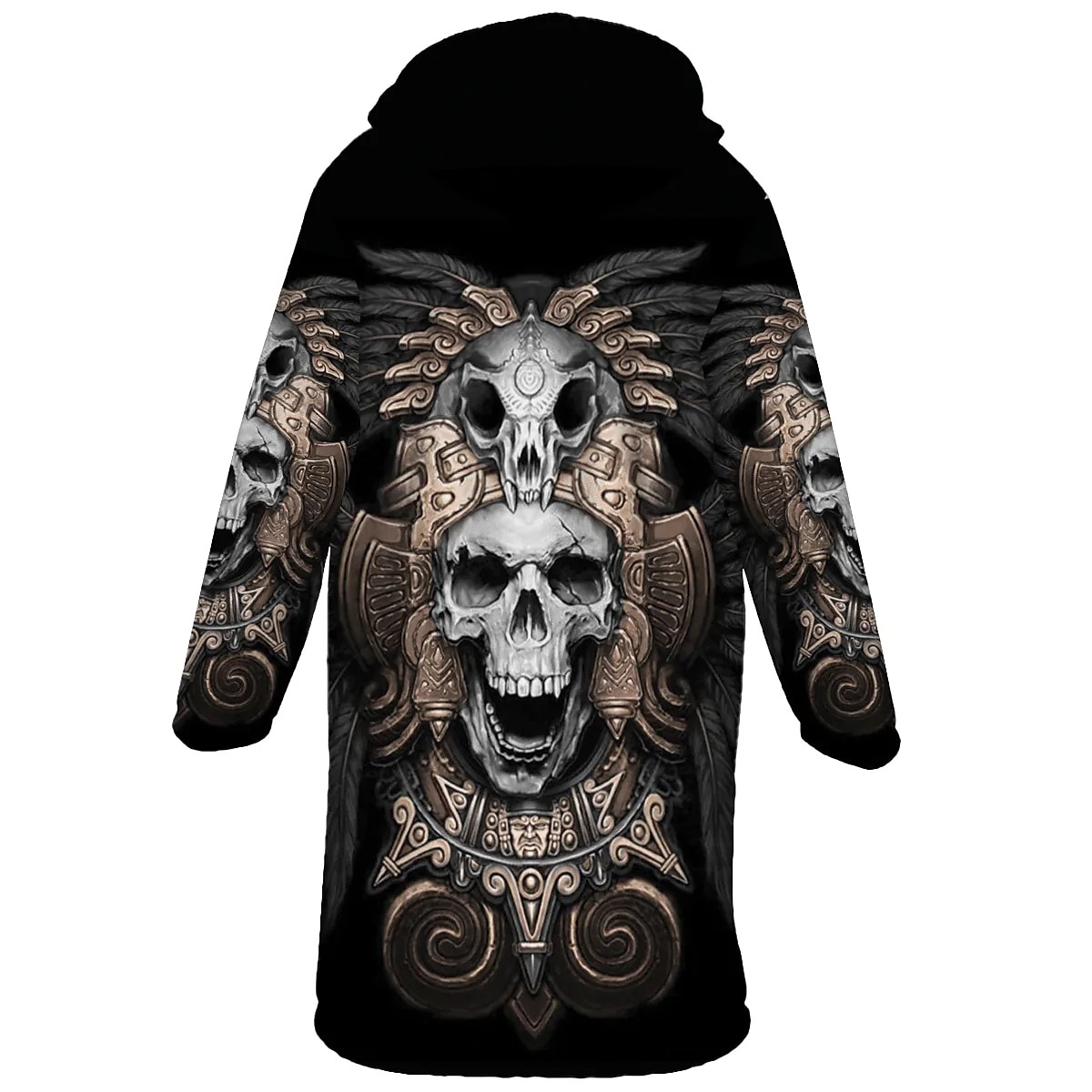Men's Skull Indian Winter Coat Fleece Jacket Coat Warm Breathable  Comfortable Streetwear Ethnic Style Vintage Style Sports Outdoor Daily  Wear Going