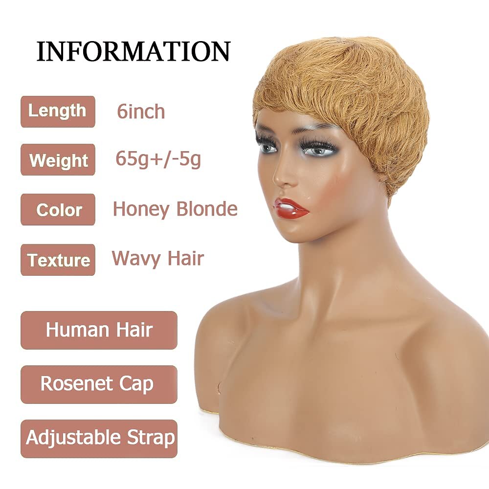 Short Pixie Cut Wig Human Hair for Black Women Remy Human Hair Wig Cute ...