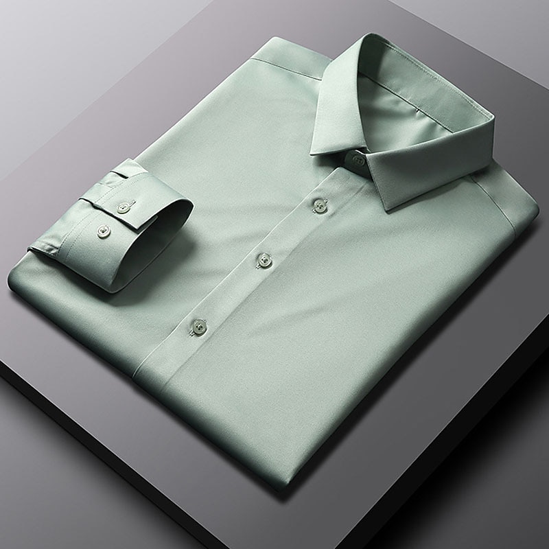 Homme Chemise Chemise sans repassage Mariage Bureau et carrière Noir Blanche Vert Claire Marine foncé manche longue Revers Printemps Automne Vêtement Tenue de 2026 ? $32.99 –P8