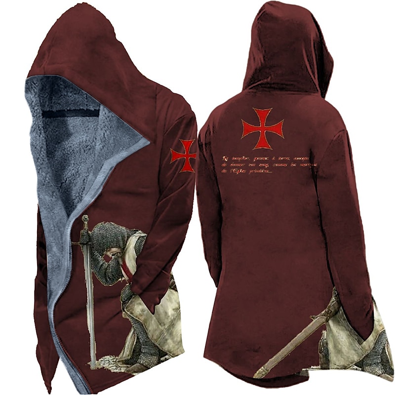 Hombre Abrigo de invierno Chaqueta de lana Chaqueta Ropa Cotidiana Vacaciones Forro Polar Con bolsillos Estampado Bolsillo delantero Otoño invierno Letra Cruz Casual Confort Sudadera Regular Negro 2026 - $56.99 –P4