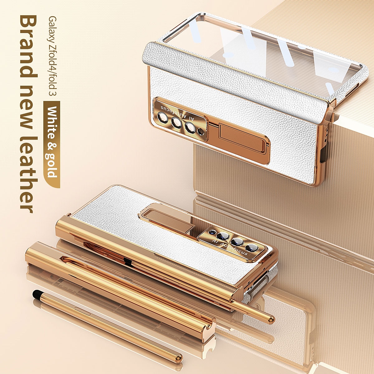Phone Case Plating Leather Case For Samsung Galaxy Z Fold 6 Z Fold 5 Z Fold 4 Fold 3 Magnetic Kickstand with Pencil Holder(without Pen) Carbon Fibe Screen Protector Phone C Bumper Frame PC PU Leather 2025 - $55.99 –P9