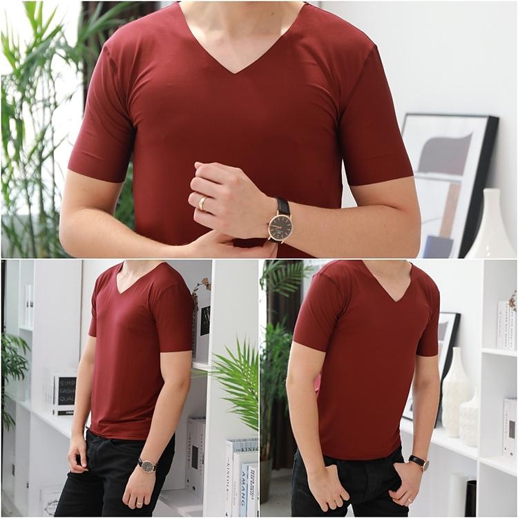 Herr T-shirt Kortärmad V-hals Sommar Vår Enfärgad / vanlig färg Sömlös Grundläggande Ledigt Ledigt Dagligen Vinrött Svart Vit Topp t-shirt för män 2025 - $8.99 -P18