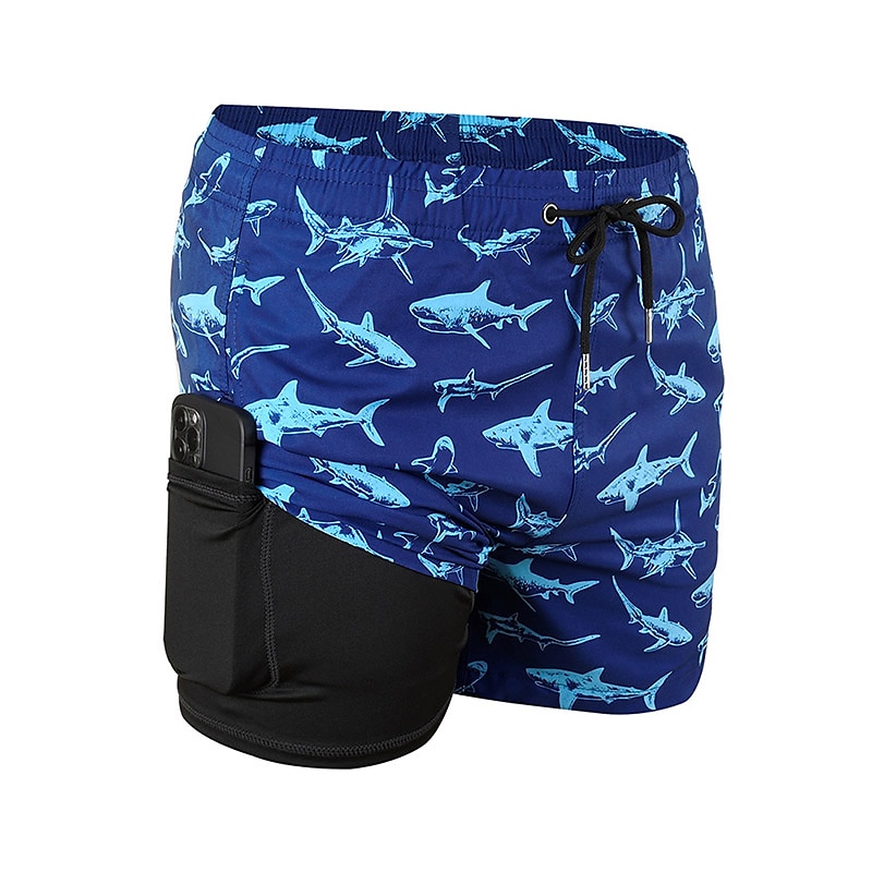 Men's Board Shorts Swim Shorts Swim Trunks Summer Shorts Drawstring Elastic Waist 2 in 1 Graphic Comfort Breathable Short Casual Holiday Beach Hawaiian Stylish Gradient blue Black 2025 - $20.99 –P15