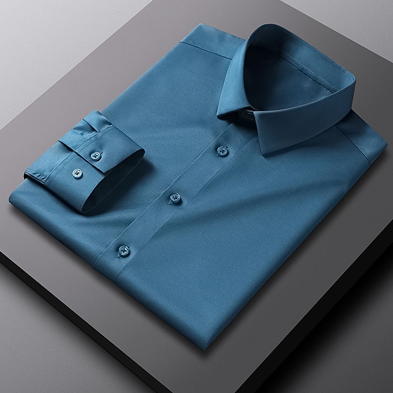 Homme Chemise Chemise sans repassage Mariage Bureau et carrière Noir Blanche Vert Claire Marine foncé manche longue Revers Printemps Automne Vêtement Tenue de 2026 ? $32.99 –P9