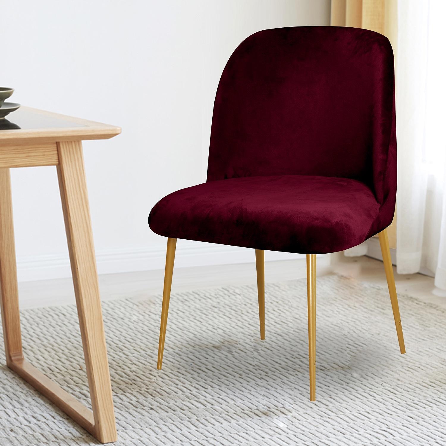 Funda para silla de comedor, tapizada en terciopelo elástico, funda para silla de comedor lateral, funda para silla de comedor con respaldo curvo en color burdeos y rojo, fundas para sillas de 2025 - $13.99 –P12