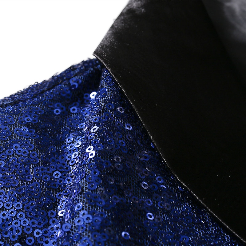 Men's Blazer Cocktail Party Bar Shining Outdoor Pocket Sequin Fall Winter Plain Stylish Warm Ups Shawl Collar Black Silvery Wine Royal Blue Gold Jacket 2025 - $63.99 –P12