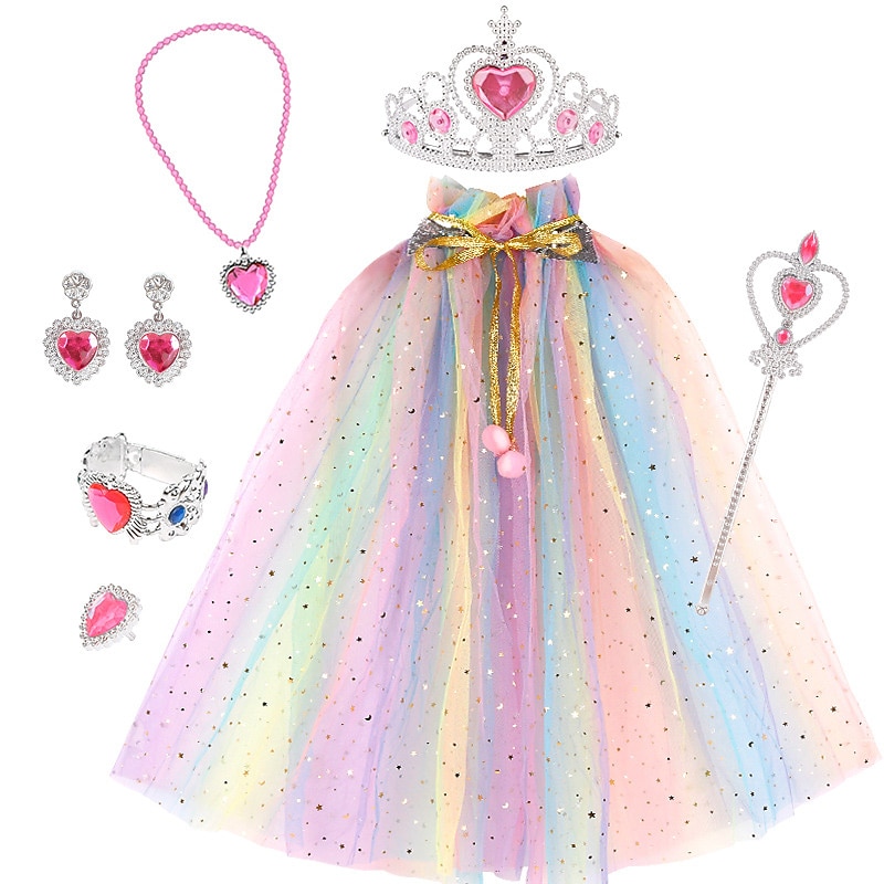 Das Set besteht aus einem Umhang, einer Tiara und Accessoires der Märchenprinzessin Elsa für Mädchen, ideal für Halloween, Filmkostüme, Cosplay, Karneval, Maskerade und andere festliche Anlässe. 2026 - $26.99 –P1
