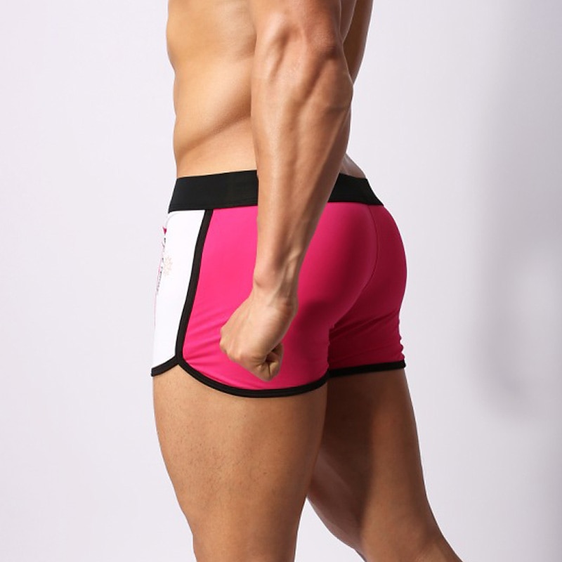 Herren Bademode Badehosen Elastische Taille Farbblock Buchstabe Atmungsaktiv Weich Einfach Komfort Weiß Rosa 2025 - $13.99 –P15
