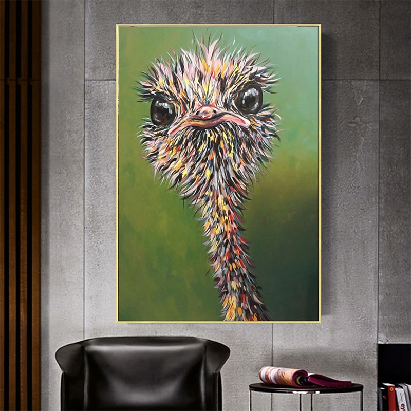 Handmade Oil Painting Canvas Wall Art Decoration Modern Cute Animal Ostrich Family for Home Decor Rolled Frameless Unstretched Painting 2026 - $110.99 –P11