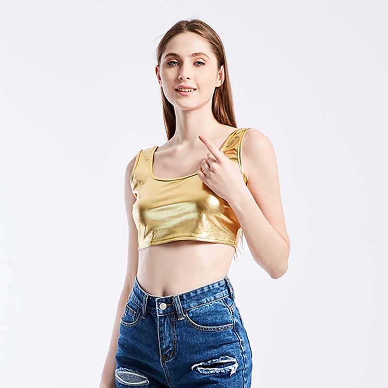 Metallico Anni '80 Lattice Lucido Canotta Pelle PU Costume Per donna Mascherata Feste Addio al Nubilato Parata dell'Orgoglio Adulti Gilet del 2026 a $14.99 –P6