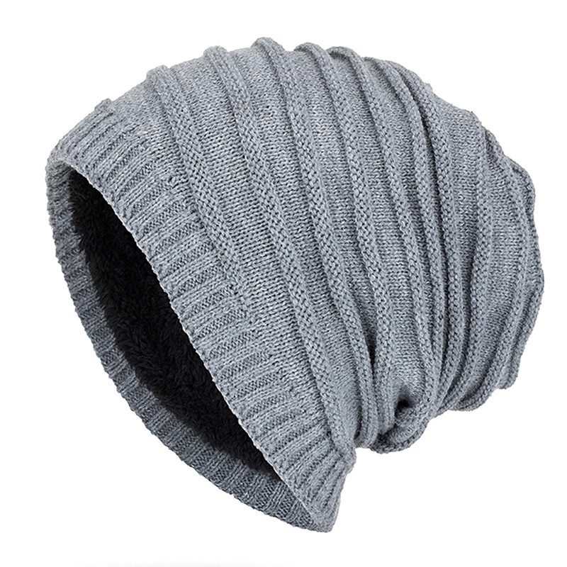 Herr Mössa Vinter hattar Holk Sticka manschetter Svart Vin Akrylik Fiber Stickat Fleece Mode Traditionell / Klassisk Friluftskläder Ledigt / vardag Slät Varm 2025 - $16.49 –P5