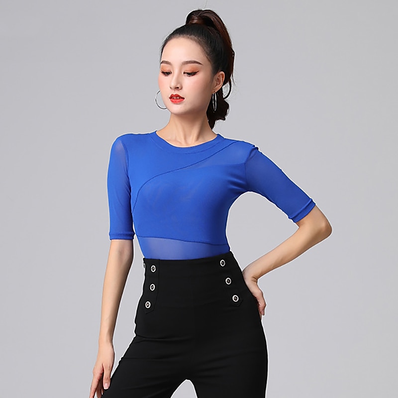 Dans Latin Îmbrăcăminte de Sport Leotard / Onesie Ruching Culoare Pură Despicare Pentru femei Performanță Antrenament Manșon Jumate Înalt Poliester 2026 - $28.99 –P7