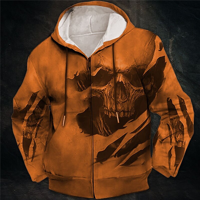 Hombre Cráneos Estampados Sudadera Sudaderas Sudadera con capucha y cremallera completa Manga Larga Sudadera con capucha Con Capucha Ropa de calle Impresión 3D Deporte Diario Deportes Vino Rojo 2025 - $27.99 –P8