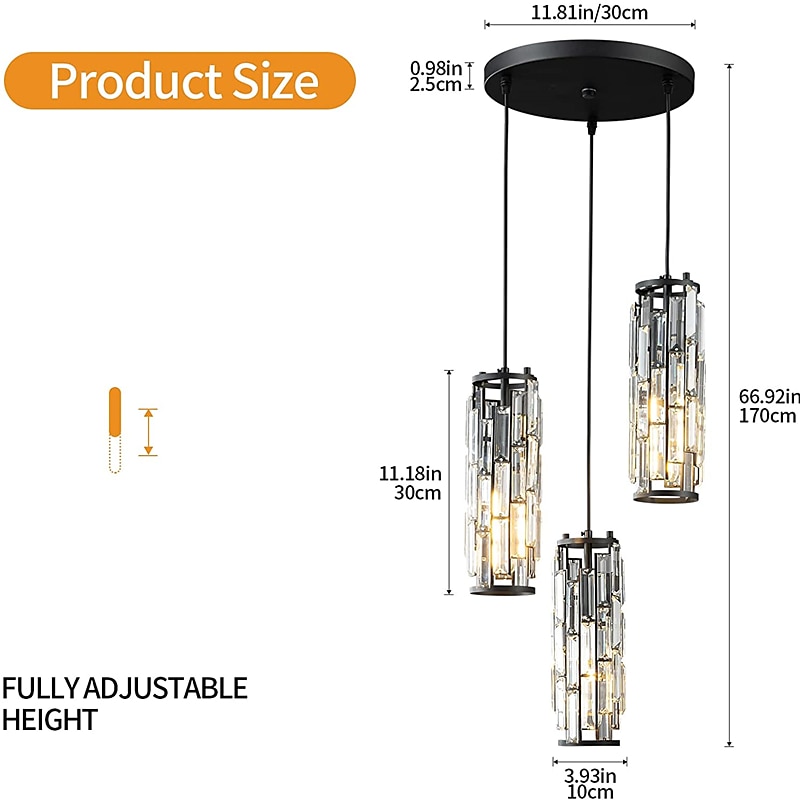 LED Pendant Light Chrome/Gold Pendant Lighting Modern Pendant Light Mini Crystal Chandeliers Adjustable Pendant Light Fixture for Kitchen Island Dinning Room(1/3 Light) 2025 - $275.99 –P2